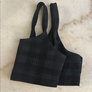 ALO Plaid Sports Bra - Black and gray